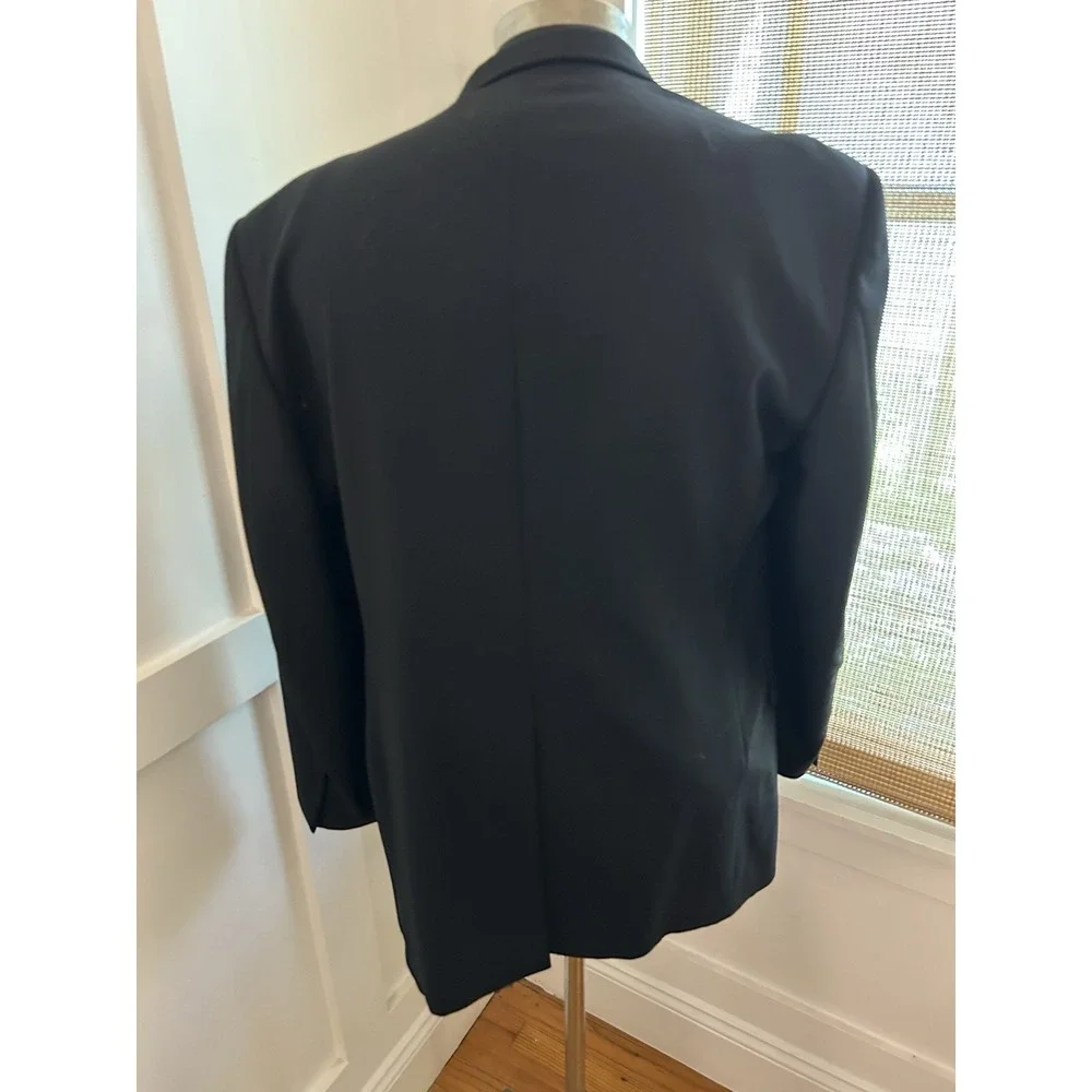 Vtg Austin Reed Navy Blue Gold Logo Button Blazer Sport Coat 42 Made USA